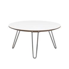 Naver Collection - AK 1810-1811 Sidobord, Höjd 42 cm, Oljad valnöt, Skiva belagd med vit Corian, Ben i rostfritt stål - Små borde og sideborde - Nissen & Gehl - Hvid - Metal/Træ/Sten