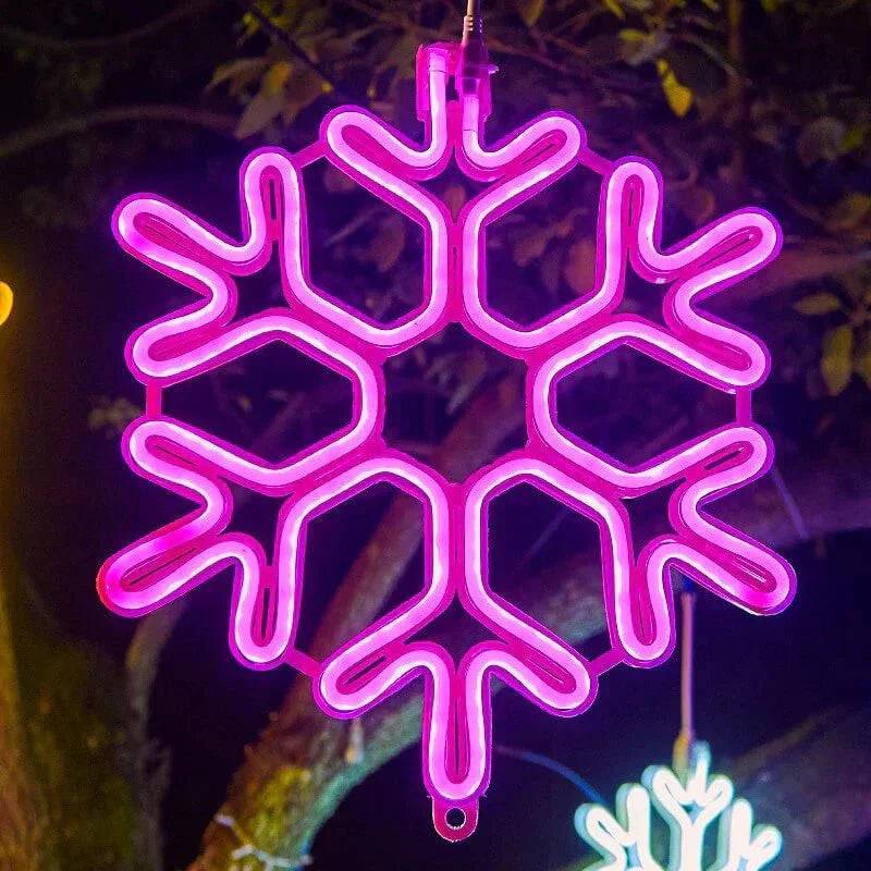 SterrenLicht - Magiska LED Snöflingor Belysning för Fester - Rosa