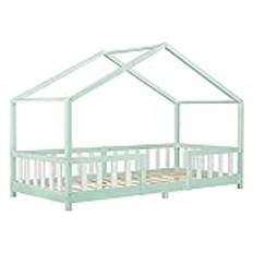 Juniorsäng Treviolo hussäng med sängskydd 200x90cm furu mint [en.casa]