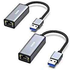 BENFEI USB Ethernet Adapter 1000Mbps, 2 Stück USB auf RJ45 Gigabit Ethernet LAN Netzwerkadapter Kompatibel für MacBook Surface Pro Notebook-PC mit Windows 11/10/8.1/8/7/XP/Vista, Mac OS