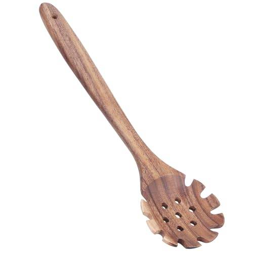 Pastagaffel, spagettisked i trä, spaghettiserver med handtag, 32 cm/12,6 tum professionell spagettisked med tänder pasta serveringssked för spagettisil