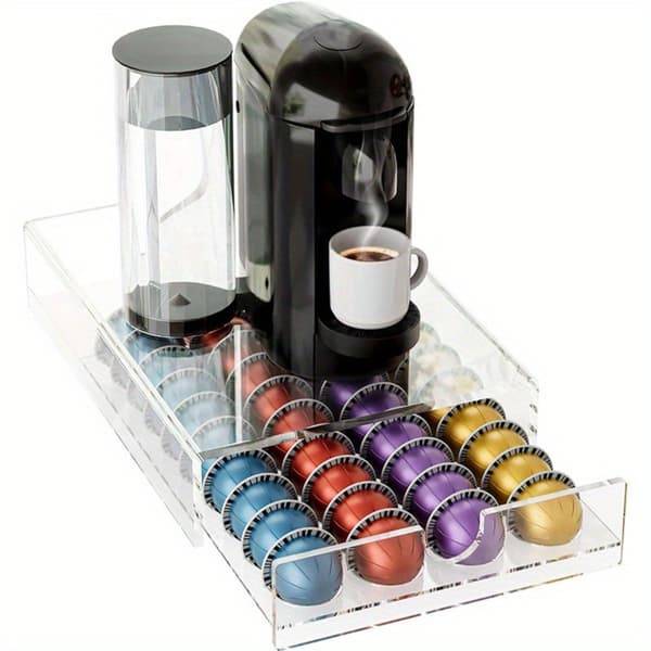 Akryl Kaffekapselhållare för Nespresso Vertuo - Rymmer 40 Kapslar, Transparent Design för Enkel Överblick
