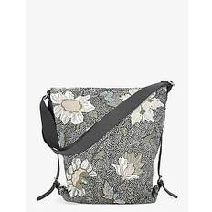 Shoulder Bag Black Flower Linen