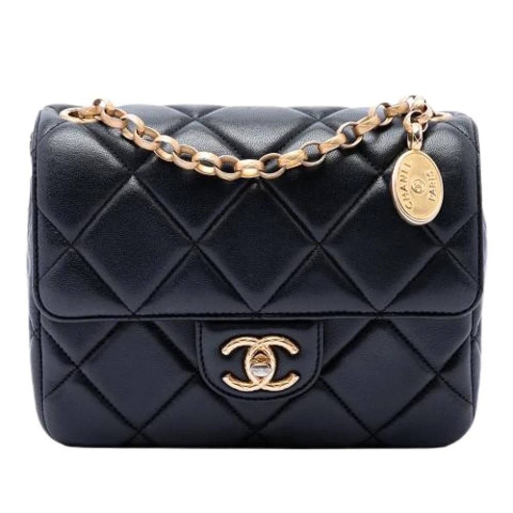 Chanel Vintage Pre-owned quiltet crossbody-taske i lammeskind - Vintage - Dame - Sort - ONE SIZE - Uld