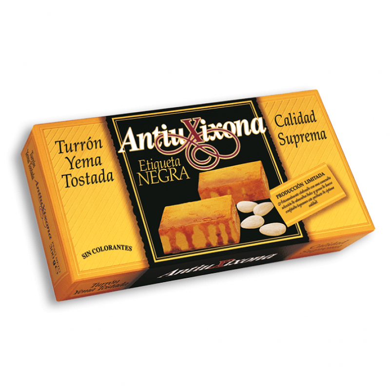 Turrón Yema Tostada Antiu Xixona Etiqueta Negra