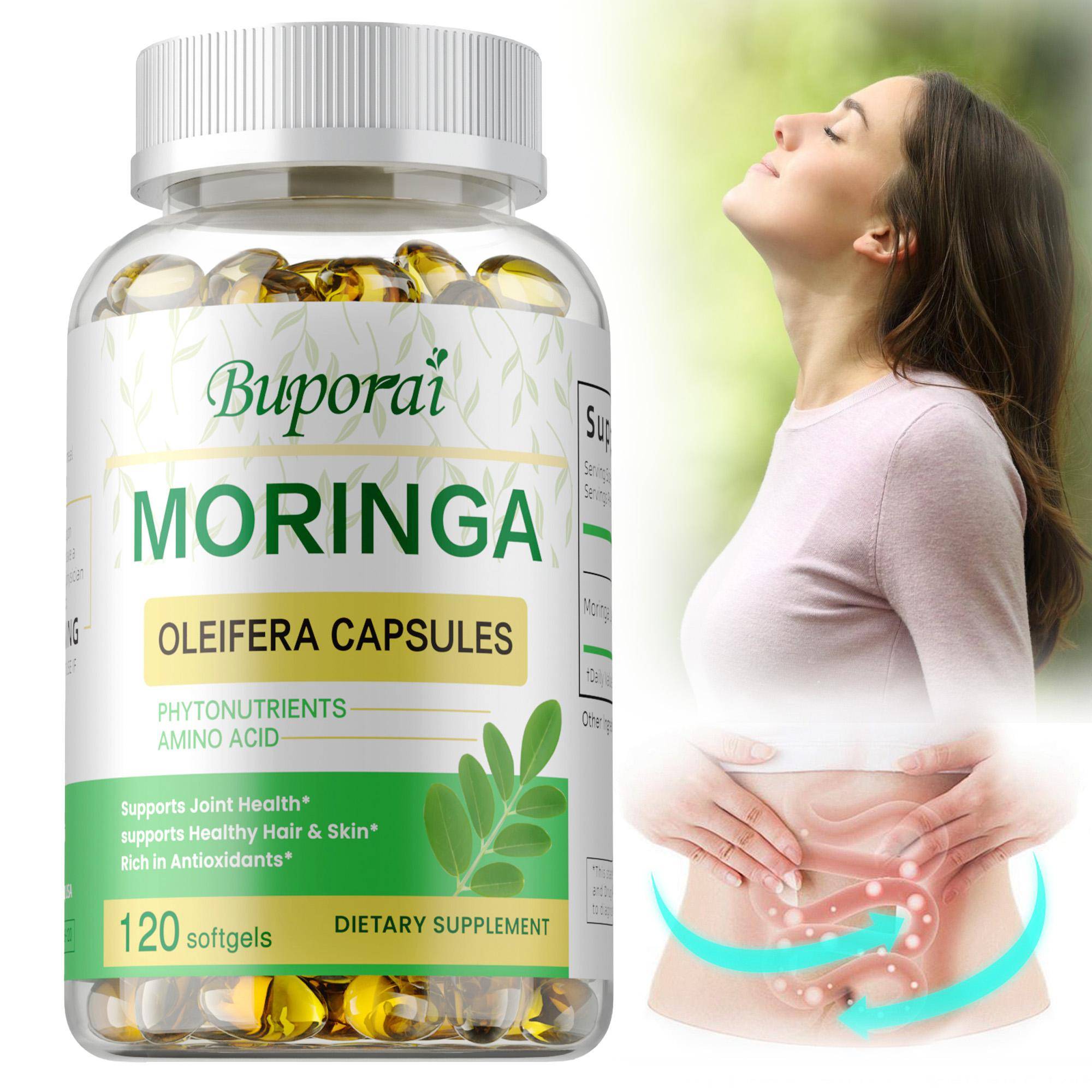 Buporai Moringa Oleifera 1000 mg Kapslar 120 st — Immunitetsstöd, Ledstöd, Antioxidantstöd