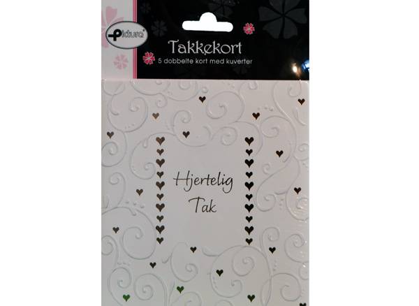Takkekort bryllup med små hjerter 5 stk..