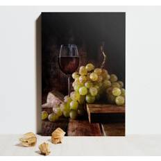 Gröna druvor och rött vin fruktcanvas tavla konst