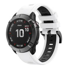 Garmin Fenix 6X Pro/ Fenix7X / Fenix 7X Solar / TACTIX 7/ 7 Pro, etc. Silikonarmband, 26mm - Vit, svart