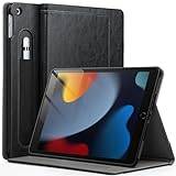 JETech Fodral för iPad 10,2 Tum, 9:e/8:e/7:e Gen (2021/2020/2019) med Pennhållare, Stativ med Flera Vinklar Mjukt TPU Skydd Skal Case Automatiskt Väckning/Sömn (Svart)