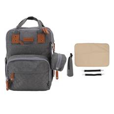Diaper Bag Backpack Embroidered Double Shoulder 20L Large Capacity Mummy Backpack Nappy Bag with grå