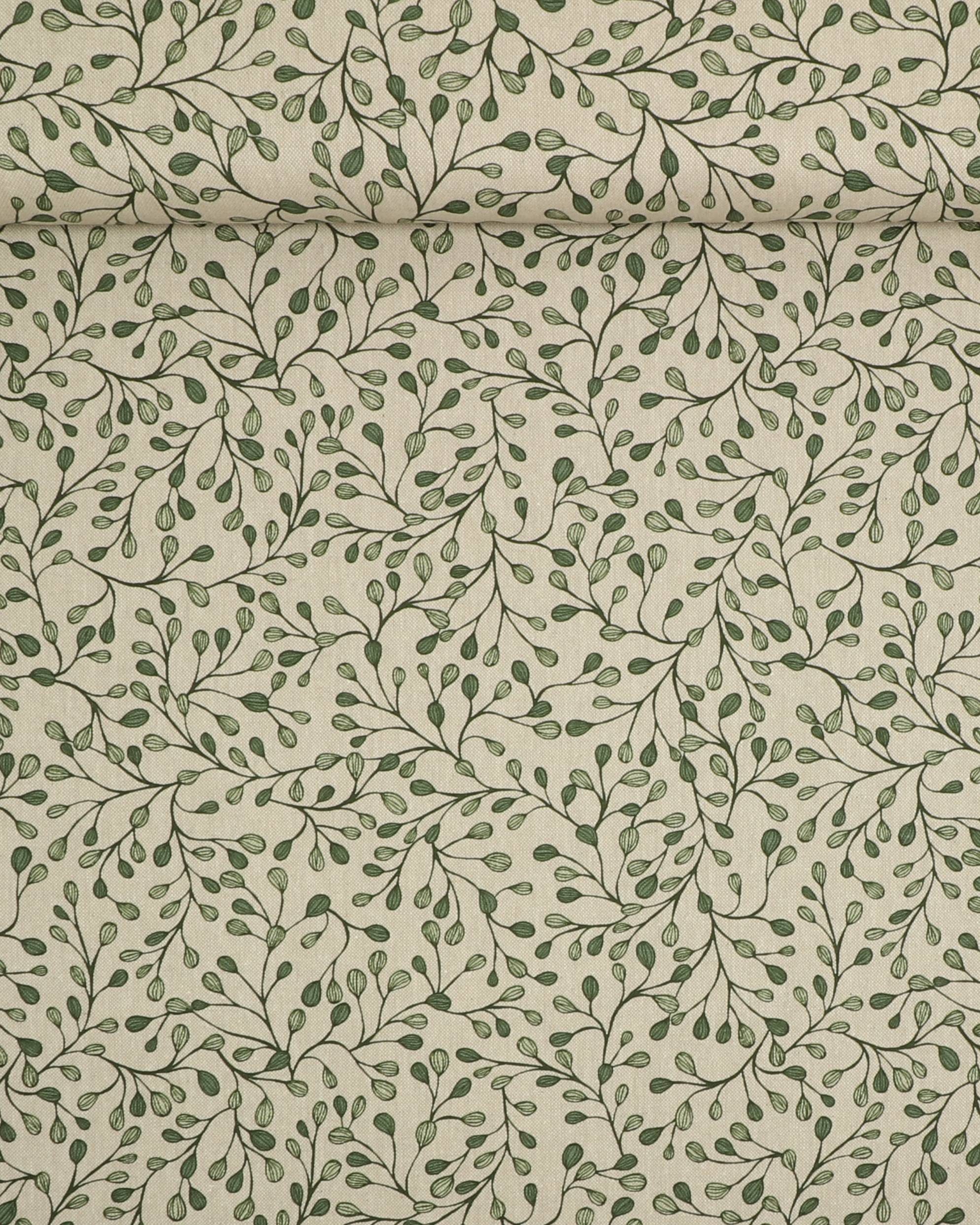 Grønt på naturfarvet - Boligtekstil - 20% Polyester, 80% Bomuld