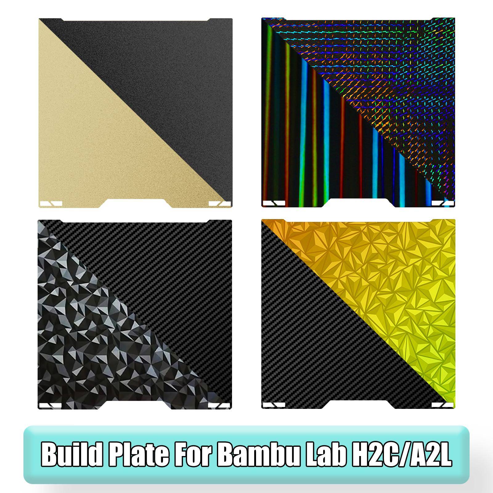 För Bambu Lab A2L H2C Byggplatta 335x345mm Kolfiber PET Dubbelsidig Fjäderstålplåt Bambu H2C A2L 3D-skrivare Sängfilm