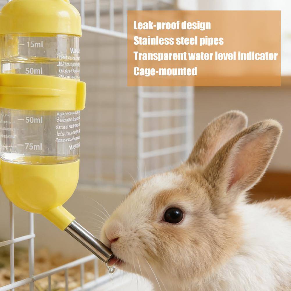 Automatic Hamster Water Bottle Small Pet Drinking Fountain Anti-Drip Dispenser Feeder With Secure Wire Holder