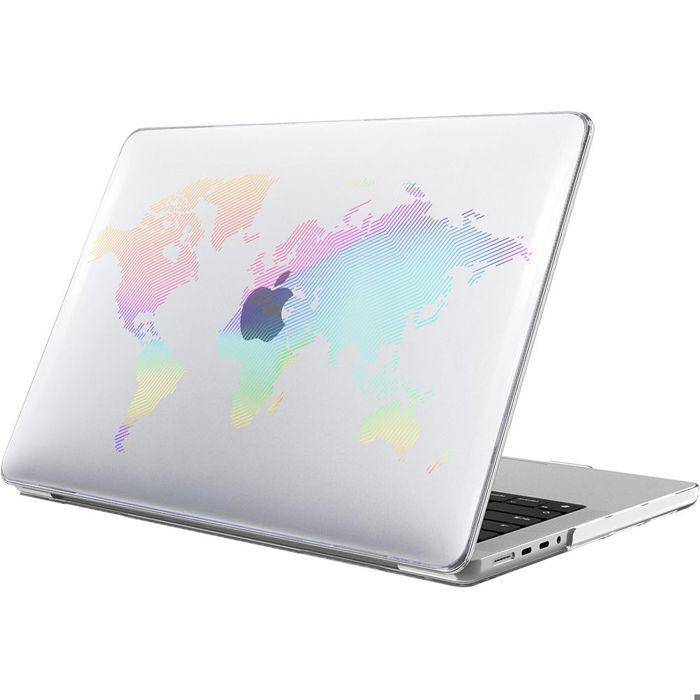 Fodral för MacBook Pro 16 tum M4 M3 M2 M1 Pro/Max 2024 2023 2021, Genomskinligt Skydd med Världskartsmönster