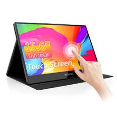 WIMAXIT 15.6 Zoll Tragbarer Touch Monitor,75 mm VESA Touchscreen Monitor Image Flip mit Full HD 1920x1080 Dual Speaker HDMI USB C(Type-C) Tragbarer Monitor für Laptop-Switch