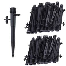 Kalolary 100st bevattningssystem droppare, 1/4 "tum universell 360 graders justerbar bevattningsdroppsändare med kontaktdon passar 1/4 (4-7mm) rör vattenflödesbevattningssystem, negro