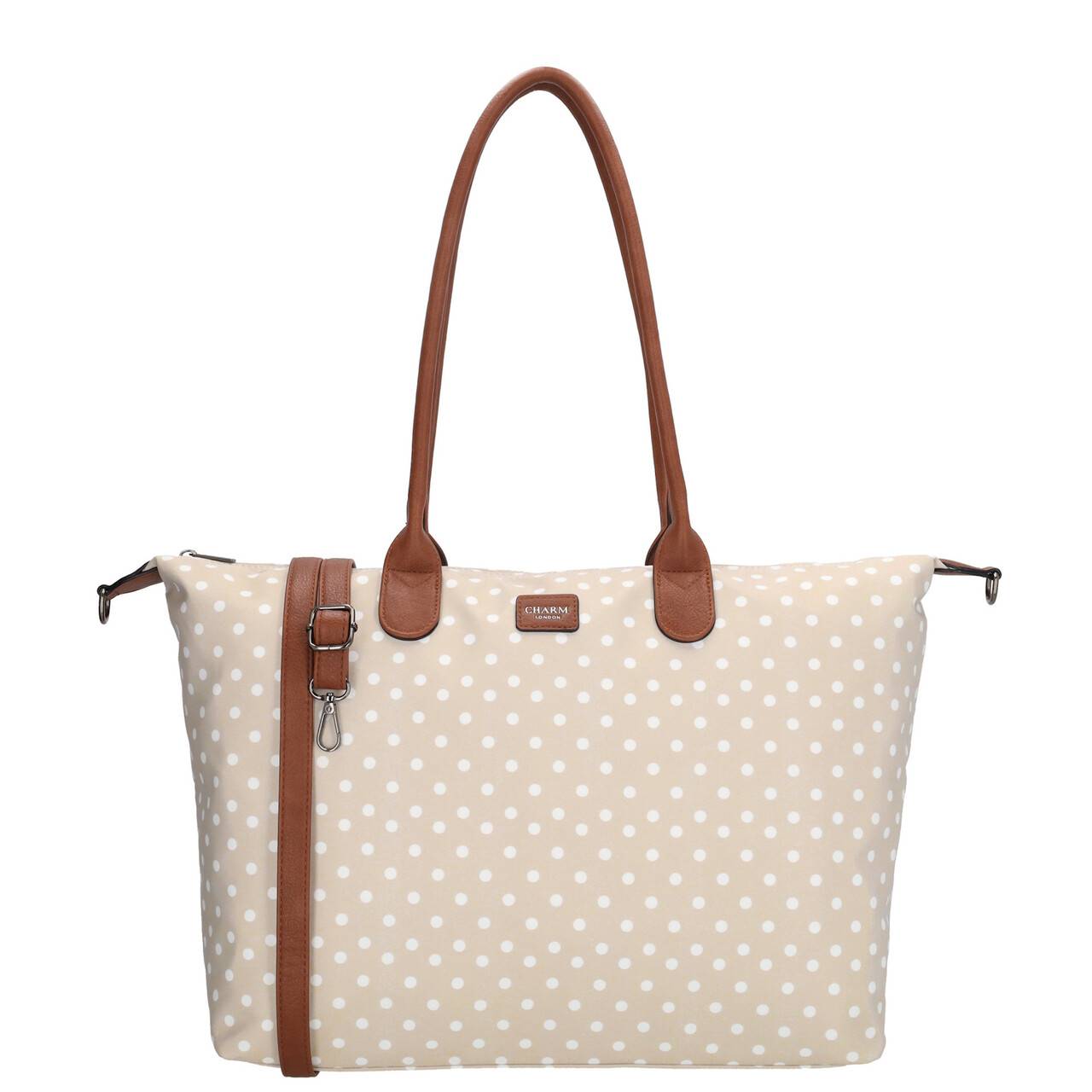 Charm London shopper m/rem (DOTS WHITE-TAUPE(1289))