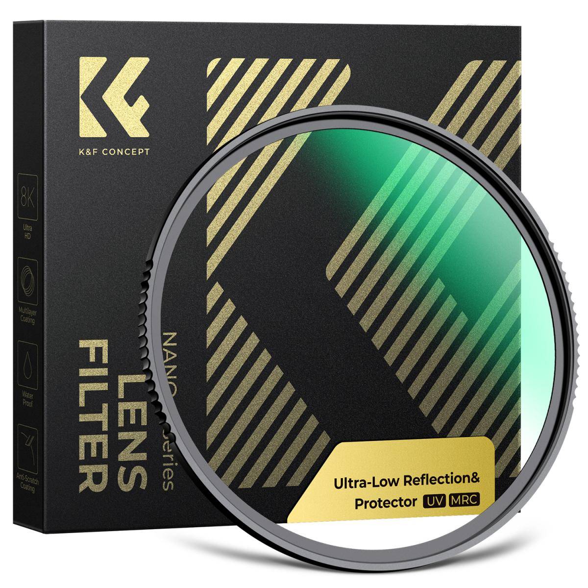 KENTFAITH 52mm UV Filter Ultra Low Reflection Tempered Glass Protection Lens Filter, Slim Lens HD Optical Glass Scratch-resistant, Ultraviolet Filters for DSLR Cameras Nano-X Series