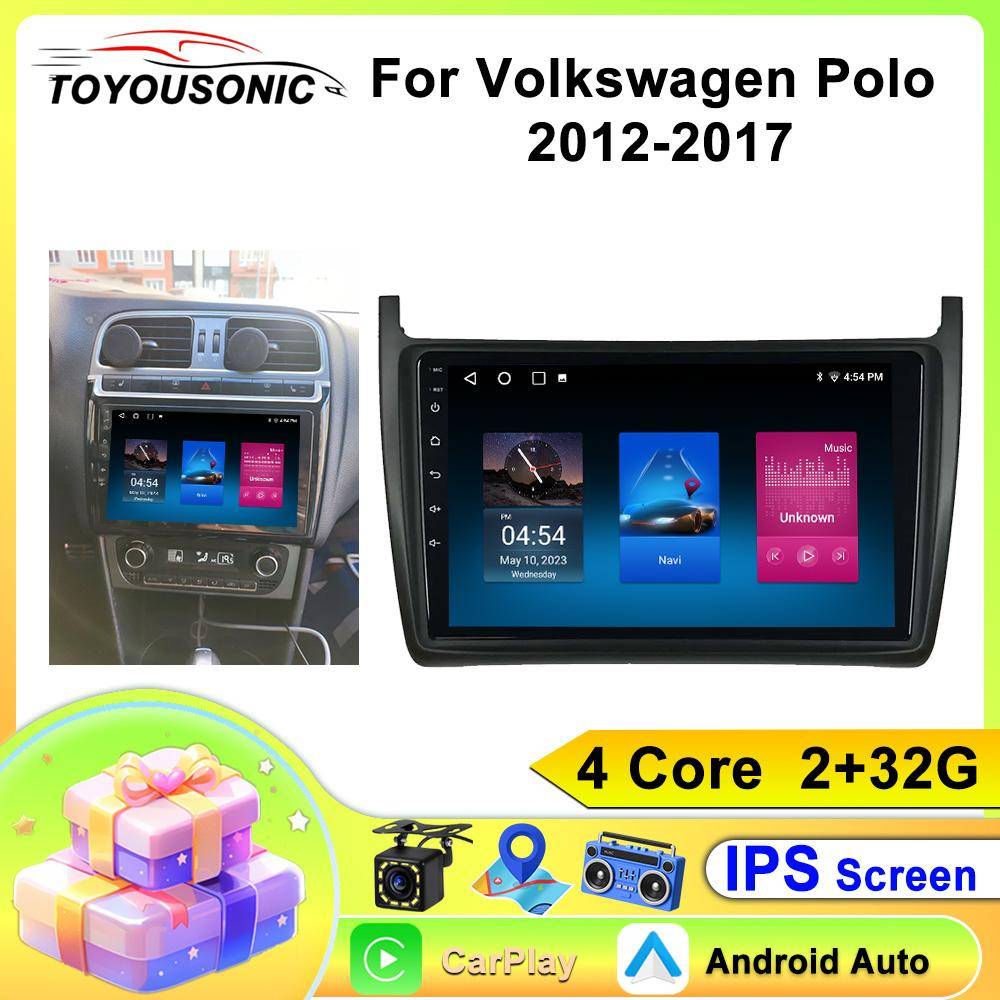 Bilradio Carplay För Volkswagen Polo 2012-2017 Navigation GPS Android Auto Multimedia Spelare Stereoenhet WiFi BT Ingen 2din 4G