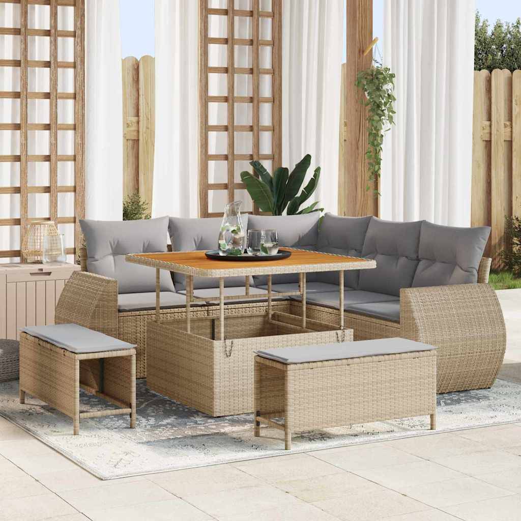 Havesofa Sæt 8 stk. Beige polyrattan