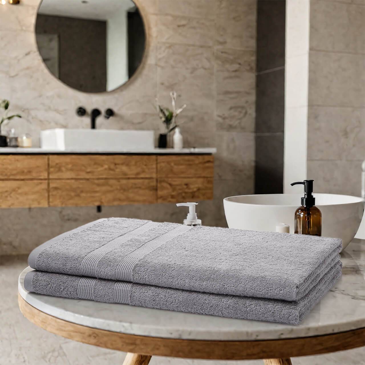 500GSM Royal Egyptian Bath Sheets - Light Grey - 100% Cotton Carded Yarn