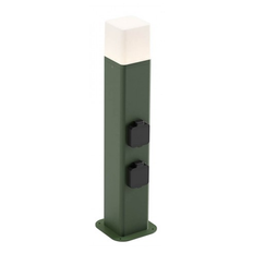 VOLT Bedlampe med strømudtag i aluminium og polycarbonat H50 cm 1 x 13W SMD LED - Mat grøn