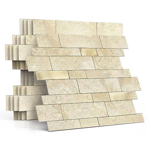 M MOFIT Selbstklebende Wandfliesen Küche Klebefliesen Beige 10 Stück