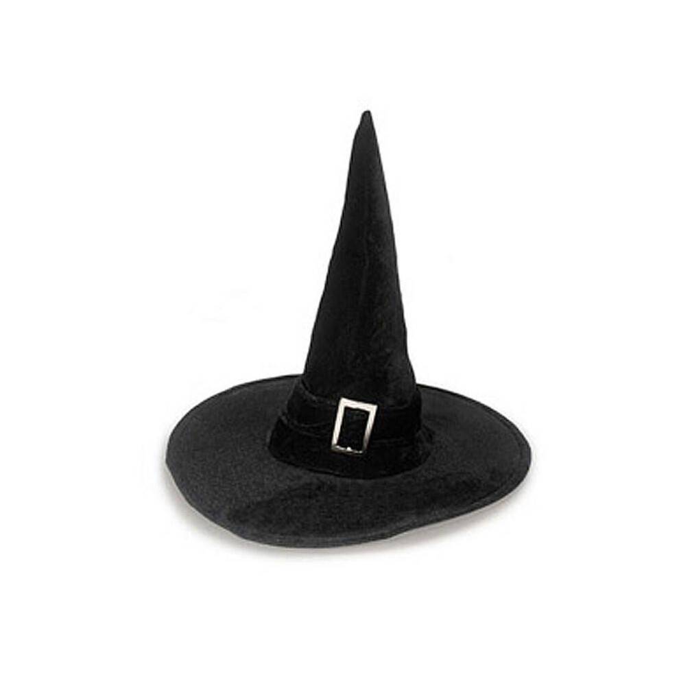 Halloween Party Witch Hats Party Wide Brimmed Pointed Hat Accessory Tulle Witch Hat with Buckles Conjurer Black
