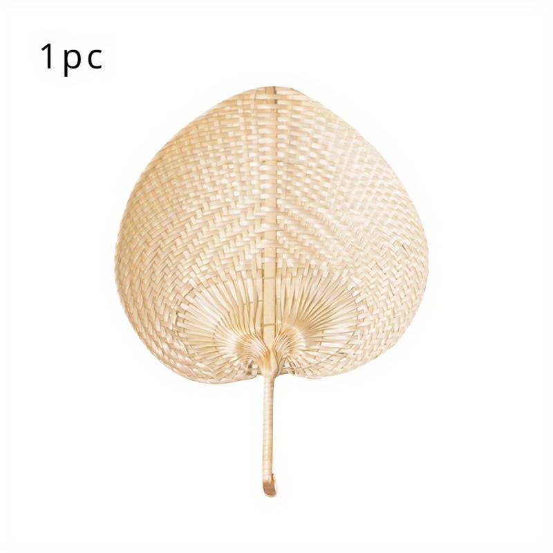 Peach-shaped White Handmade Artistic Bamboo Fan, A Traditional Summer Fan For Cooling Off
