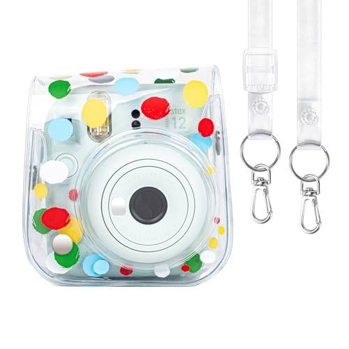Rieibi Skyddsfodral för Fujifilm Instax Mini 12 – PVC-kamerafodral för Mini 12 Instant Camera – fodral med rem
