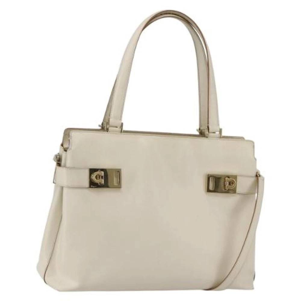 Salvatore Ferragamo Pre-owned Pre-owned Håndtaske - Vintage - Dame - Beige - ONE SIZE - Læder