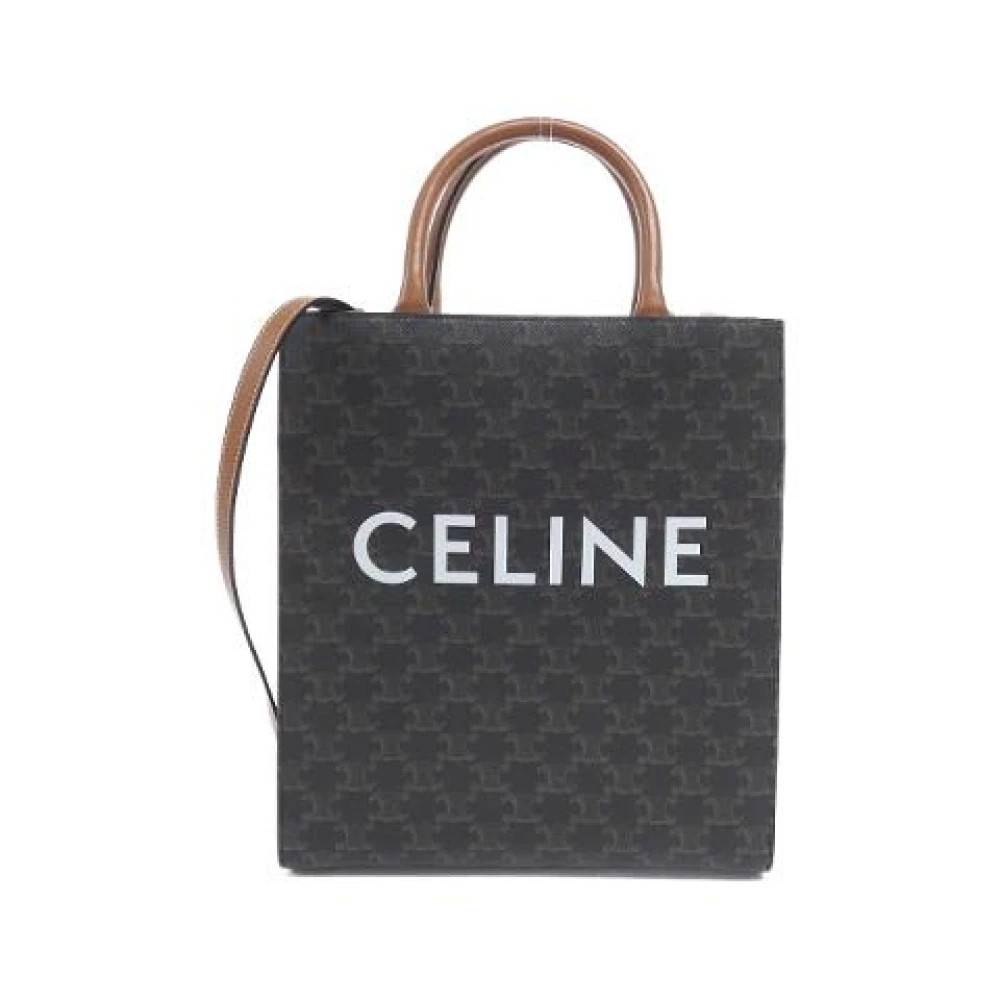 Celine Vintage - Pre-owned Small Vertical Cabas Triomphe Canvas Tote Bag Vintage - Dam - ONE Size - Läder