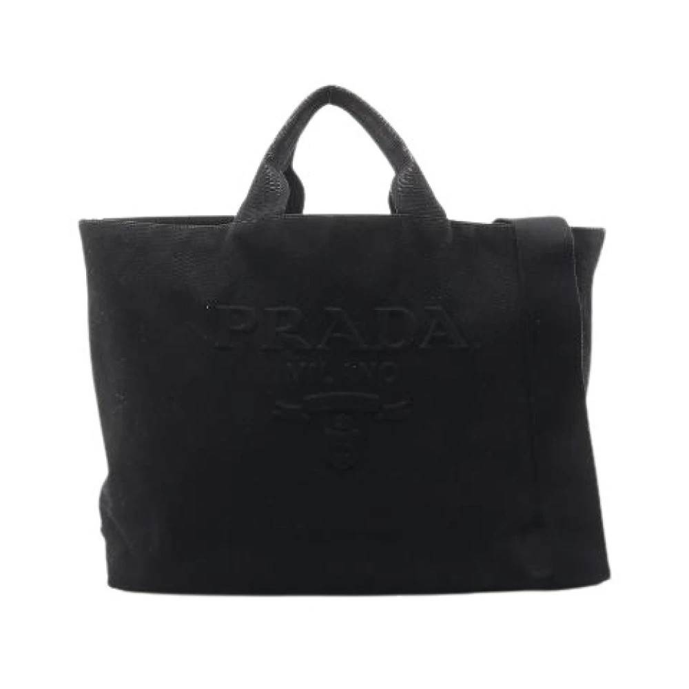 Prada Vintage Pre-owned Drill Canvas Tote Bag - Vintage - Dame - Sort - ONE SIZE - Uld