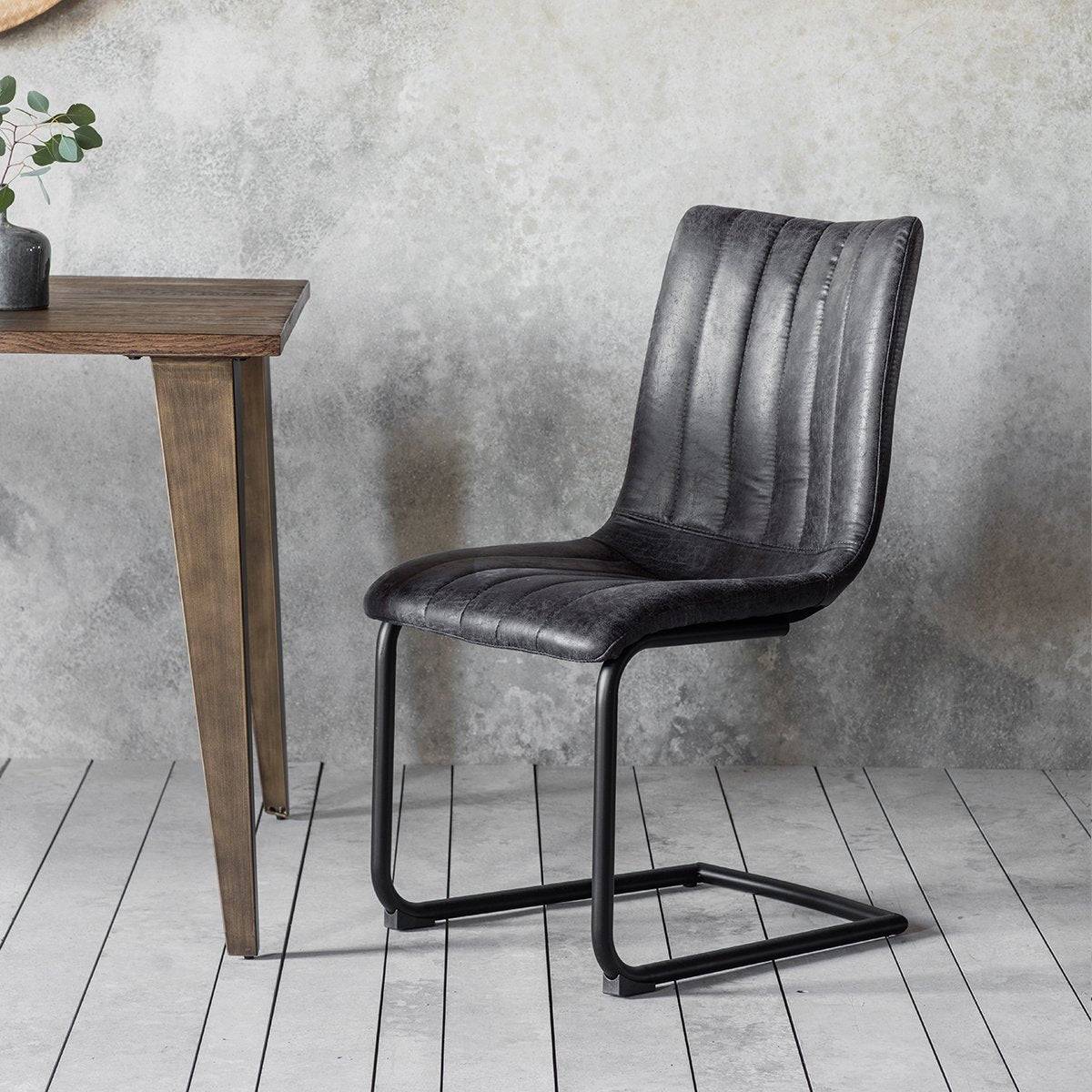 Edington Set of 2 Dining Chairs - Faux Grey Leather