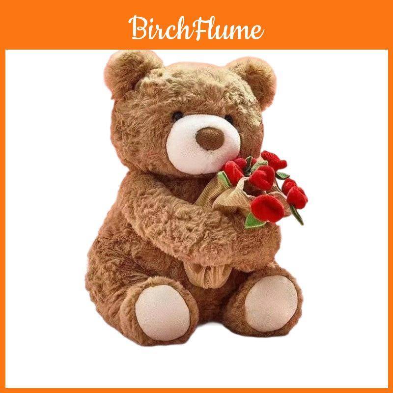 Teddy Bear Plush Toy With Rose For Romantic Gift And Valentines Day Decor