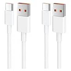 ZLONXUN 2-Pack 120 W USB C-kabel (kompatibel med 33W/67W) för Xiaomi Redmi Note 13/12/11s/11/13 Pro/8 9 Pro 9T; Xiaomi mi 13/14/12T/11T Pro/11 Lite/10T Pro/10/12, Poco X6/X5/C65/M5/X4/X4/F3.(1),5 m)