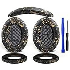 SOULWIT Öronkudde + huvudband + silikonskydd, ersättningssats för Bose QuietComfort 35 QC35, QC35 ii överhörningshörlurar - Svart Guld