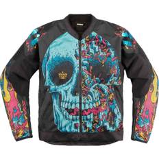 Icon Overlord3 Mesh Munchies Motorcykel tekstiljakke, sort-pink-blå, størrelse 2XL til mand