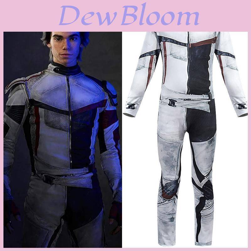 Iögonfallande Descendants 3 Carlos Cosplay-dräkt för pojkar Långärmad Jumpsuit 140cm white