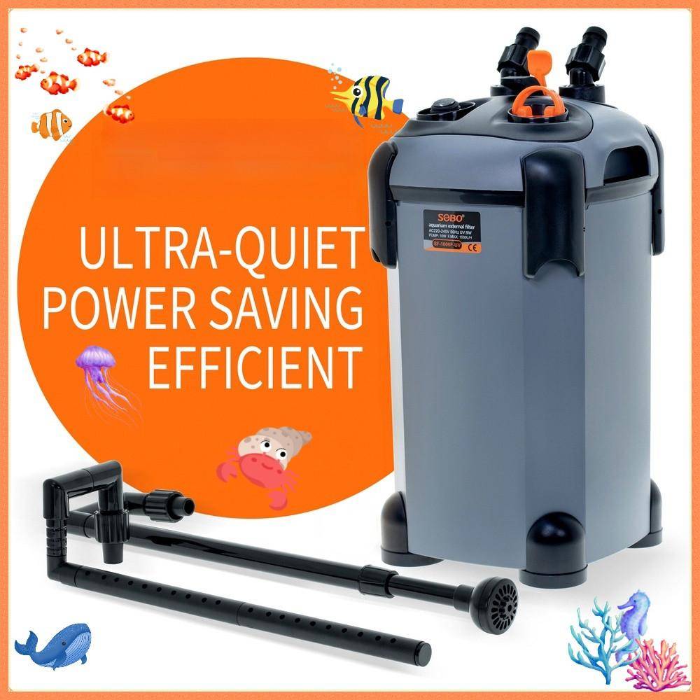 Akvarium Extern Hinkfilter Vattenlevande Kanister Externfilter med UV SF-650F/SF-850F/1000F/1200F/1500F gray