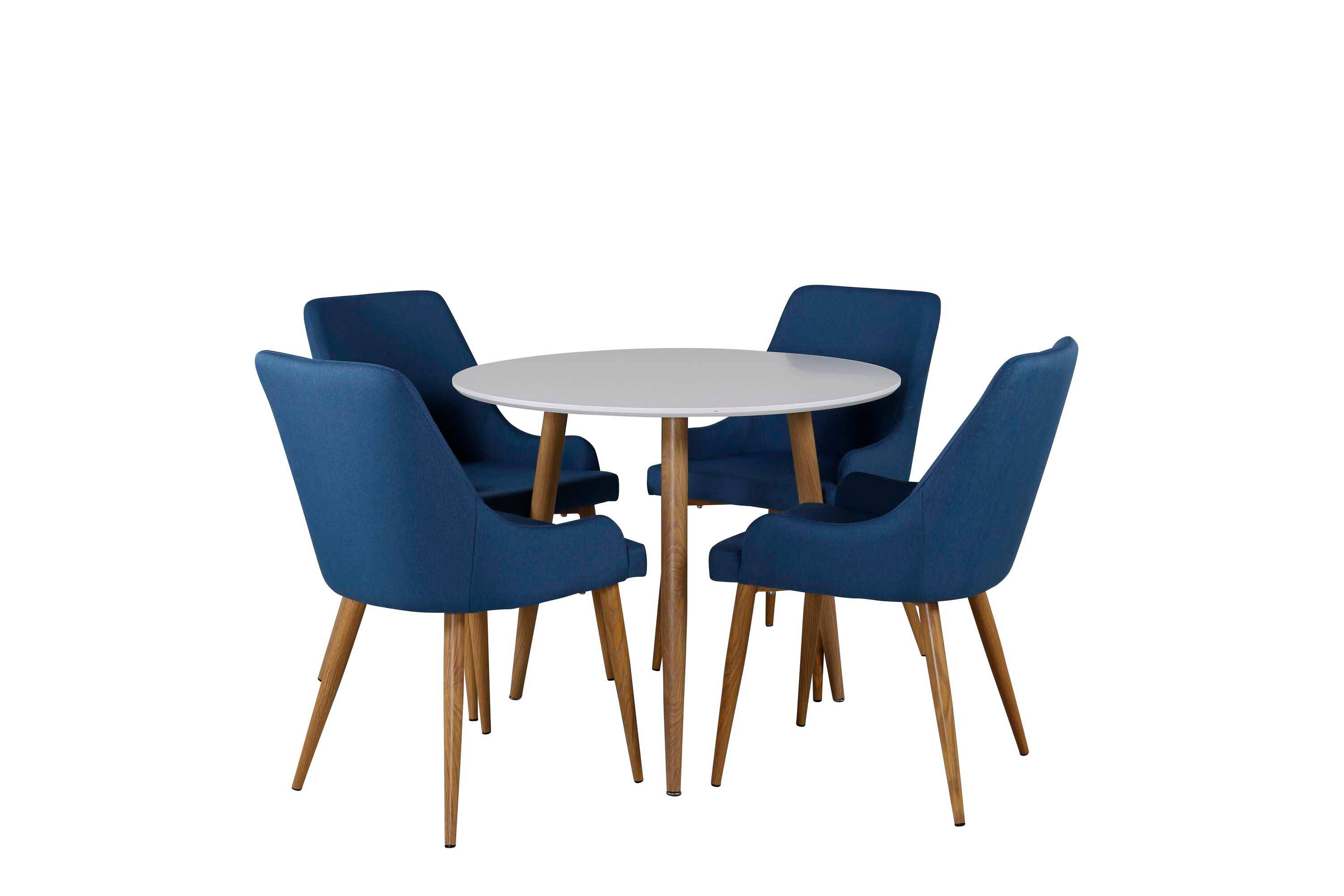 Venture Design Polar & Plaza matgrupp Vit/blå 4 st stolar & bord 90 cm
