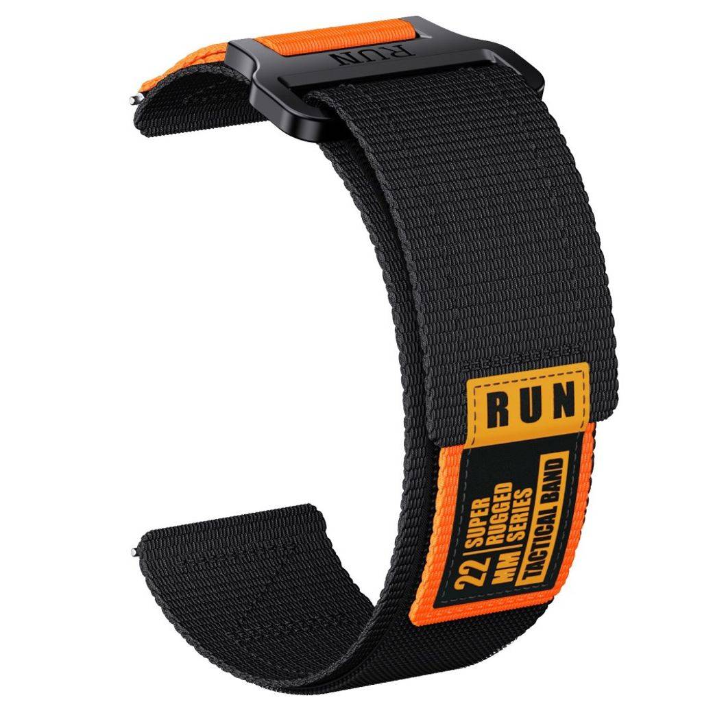 Huawei Watch GT5/5 Pro/4/4 Pro osv. Nylon urrem – Sort/Orange