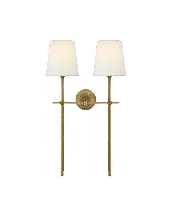 Visual Comfort Bryant vägglampa dubbel antik mässing L - Guld / Brun (H: 66 x B: 40,6 cm)