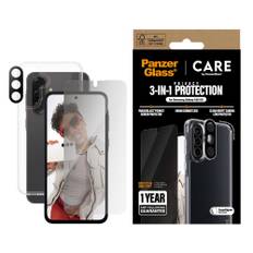 CARE by PanzerGlass Samsung Galaxy A36 (5G) 3-i-1 FLAGSHIP Bundle - Cover / Privacy Skærmbeskyttelse (UWF) / Kamerabeskyttelse - Gennemsigtig / Sort