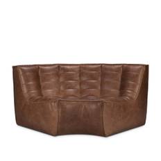 Ethnicraft - N701 Modular Sofa - Chestnut Leather - 90° Round Corner - Soffor - Jacques Deneef - Träfärgad - Textilmaterial