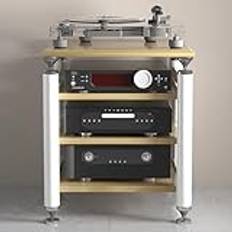 LYXWGRZD Mobil stereo Hi Fi HiFi-rack, ljudrack med öppet lagringsutrymme, stereoskåp med tyst fot, HiFi-ljudskåp med justerbara hyllor (träfärg, 78 cm/30,7 tum)