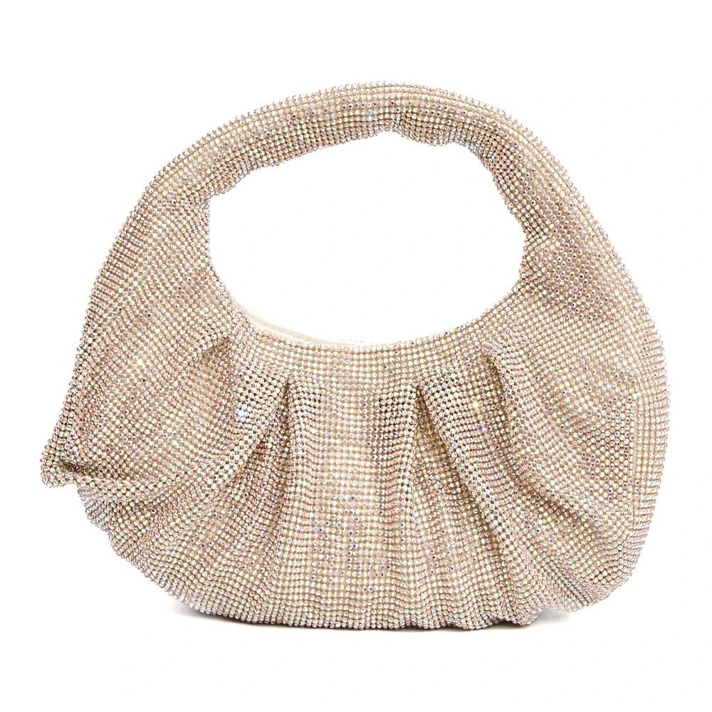 Twentyfourhaitch - Mezzaluna Strass Clutch Väskor - Dam - ONE Size - Läder