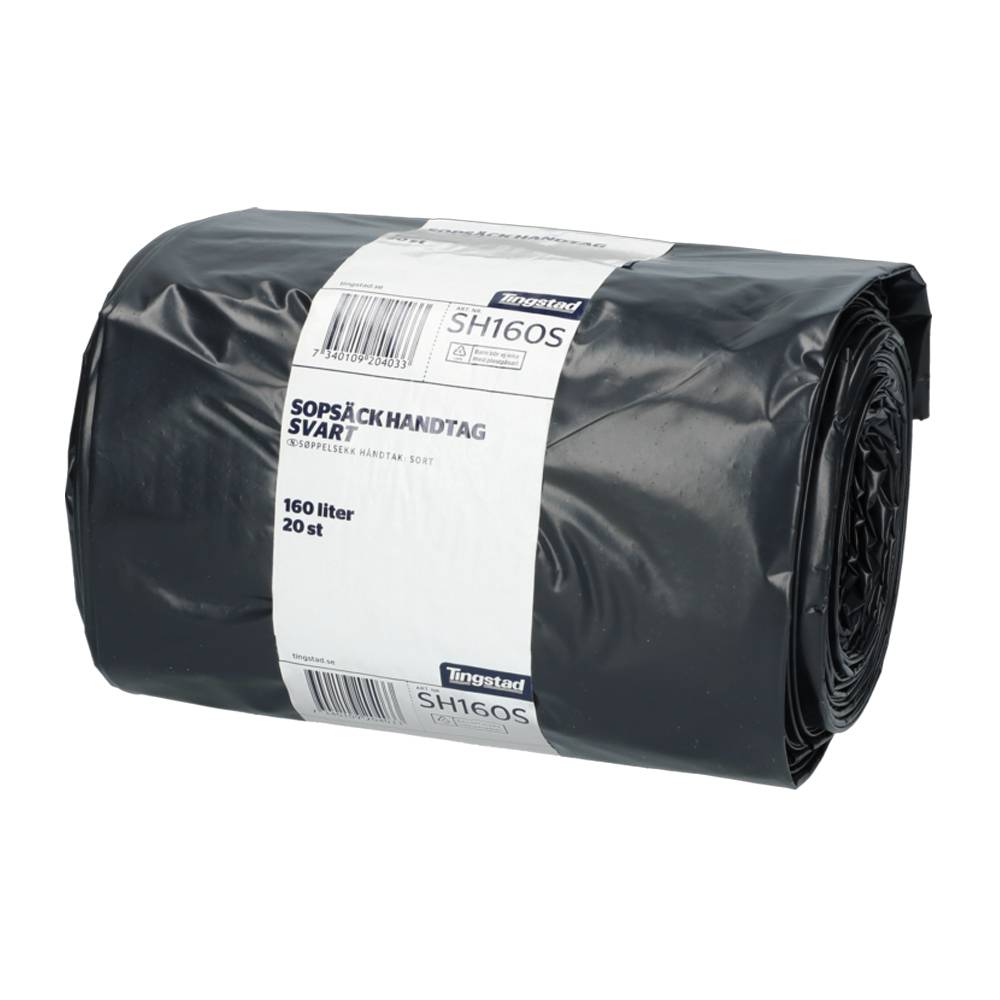 Sopsäck Handtag 160L Svart (20st)