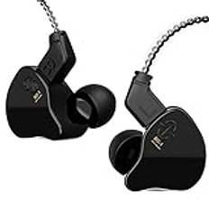 Yinyoo CCZ Melody In-ear-hörlurar, kabelanslutna, med mikrofonmonitor, IEM-öronsnäckor, HiFi-bas med 1DD, 1BA-hybrid, avtagbar kabel för smartphones/dator/surfplatta (mörksvart, med mikrofon)
